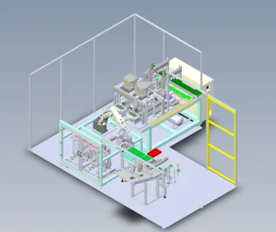 Robotic assembly cell - 3D design and installed machine